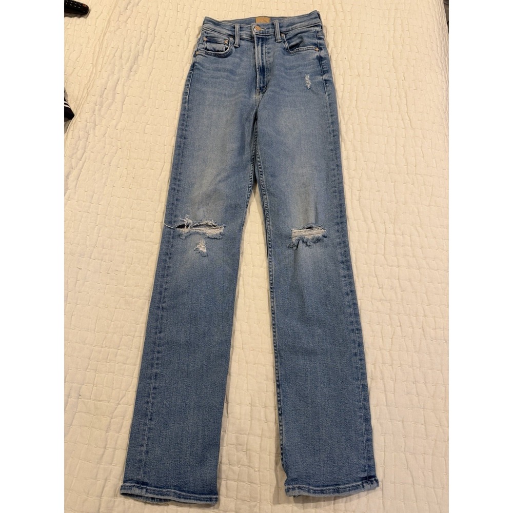 Mother Women's Blue Jeans Size 26 The High Waisted Rider Skimp Distressed